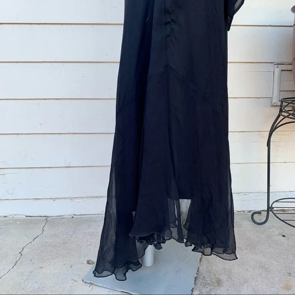 Vintage Betsey Johnson 90s 2000 100% silk Maxi midi dress embroidered low back - Picture 8 of 13